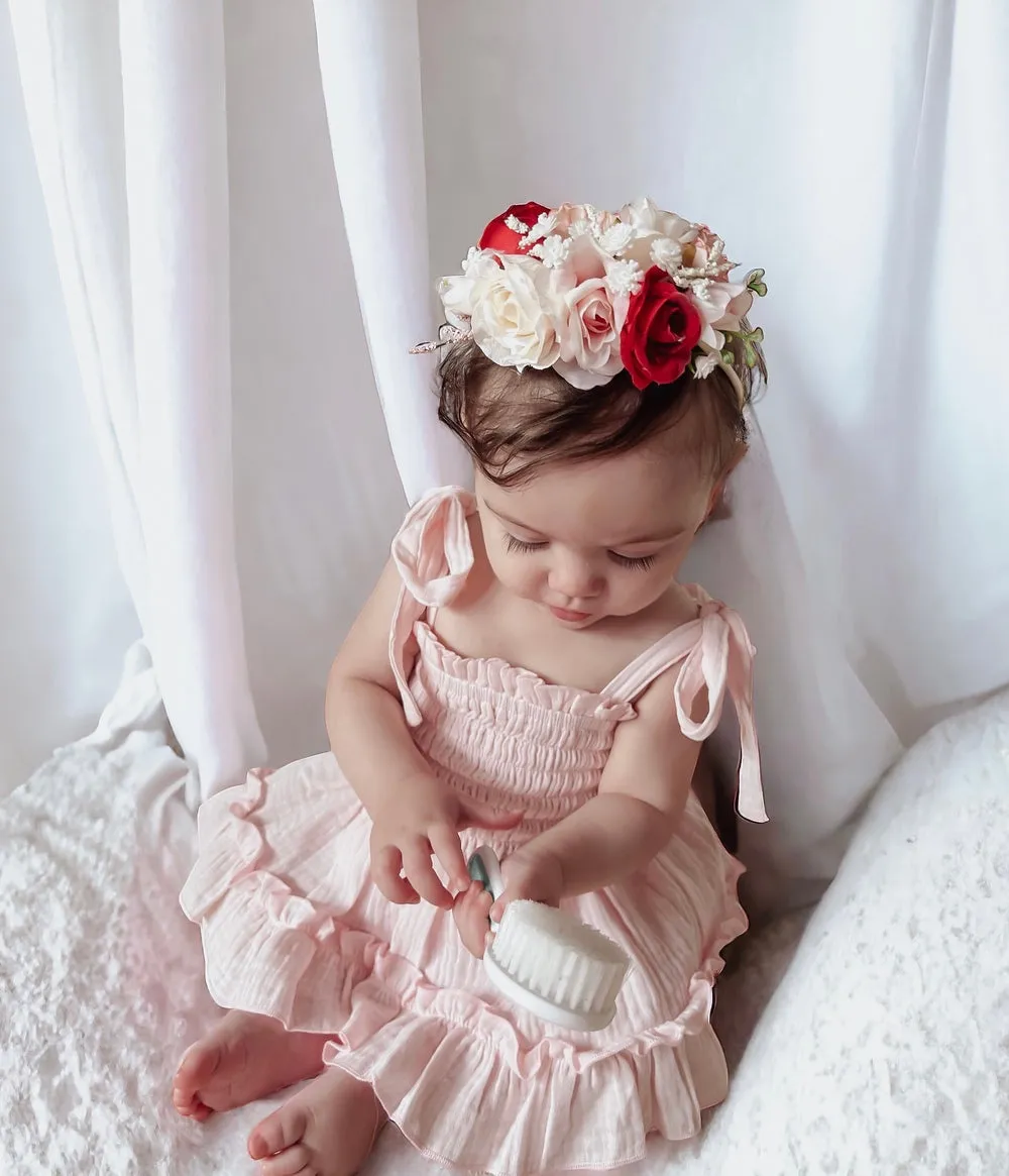 Maya Peach Muslin Baby Romper