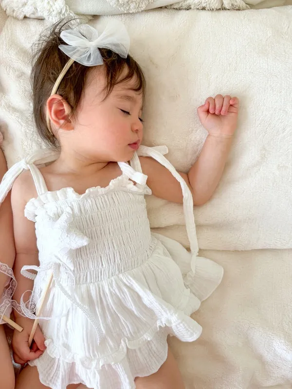 Maya White Muslin Baby Romper