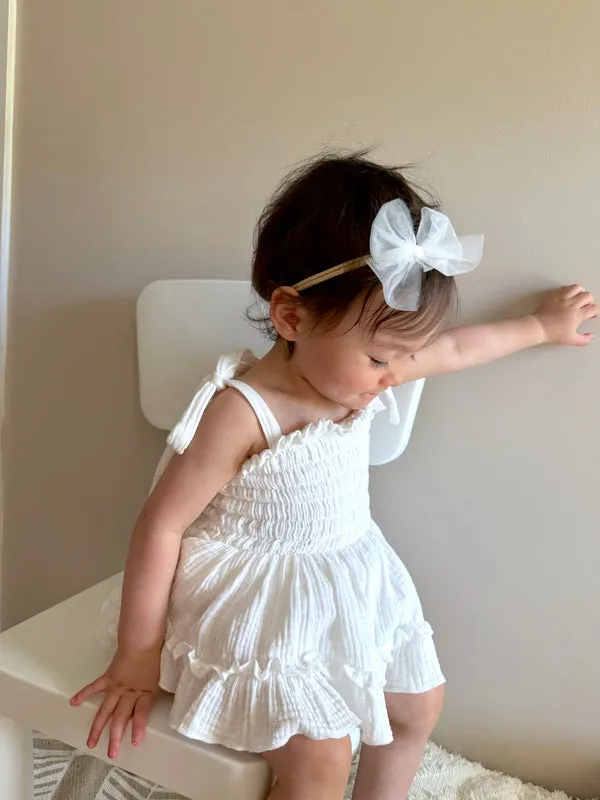 Maya White Muslin Baby Romper
