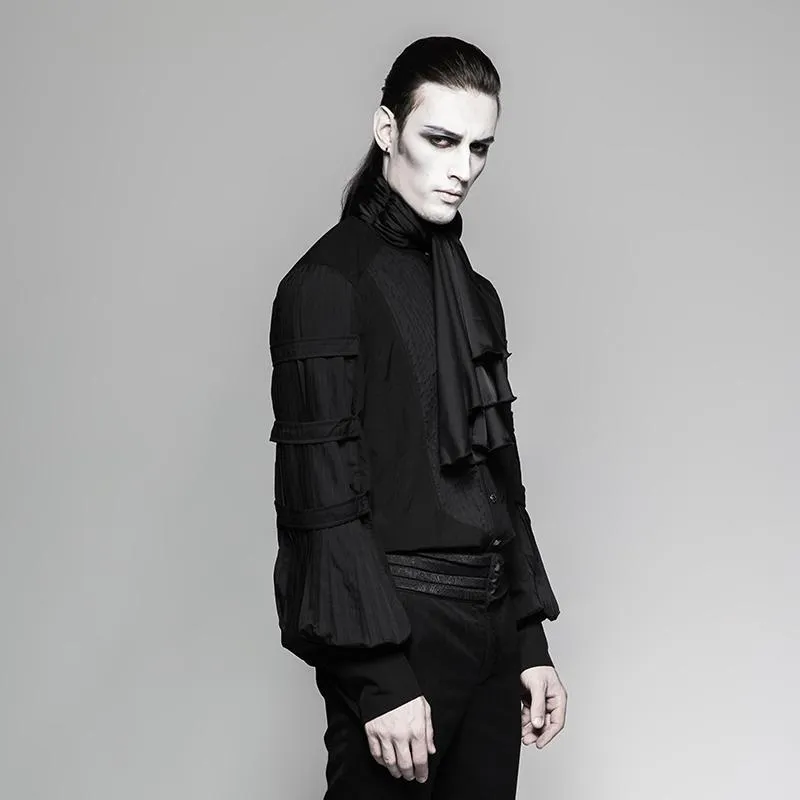 Men's Gothic Black Stripes Shirt With Necktie