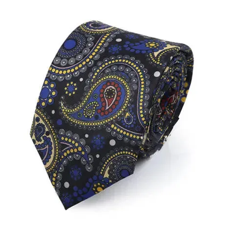Men's Paisley Tie - Black And Yellow Paisley Necktie