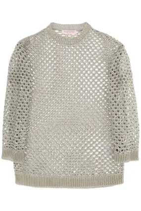 Mesh Knit Pullover With Sequins Embell