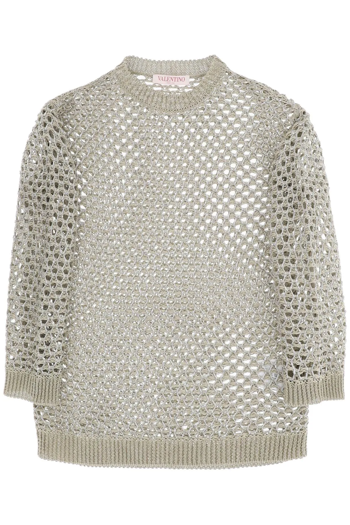 Mesh Knit Pullover With Sequins Embell
