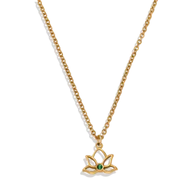 Mini Lotus Birthstone Pendant Necklace