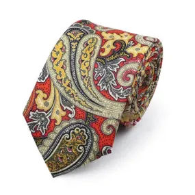 Paisley Tie - Orange And Khaki Paisley Necktie