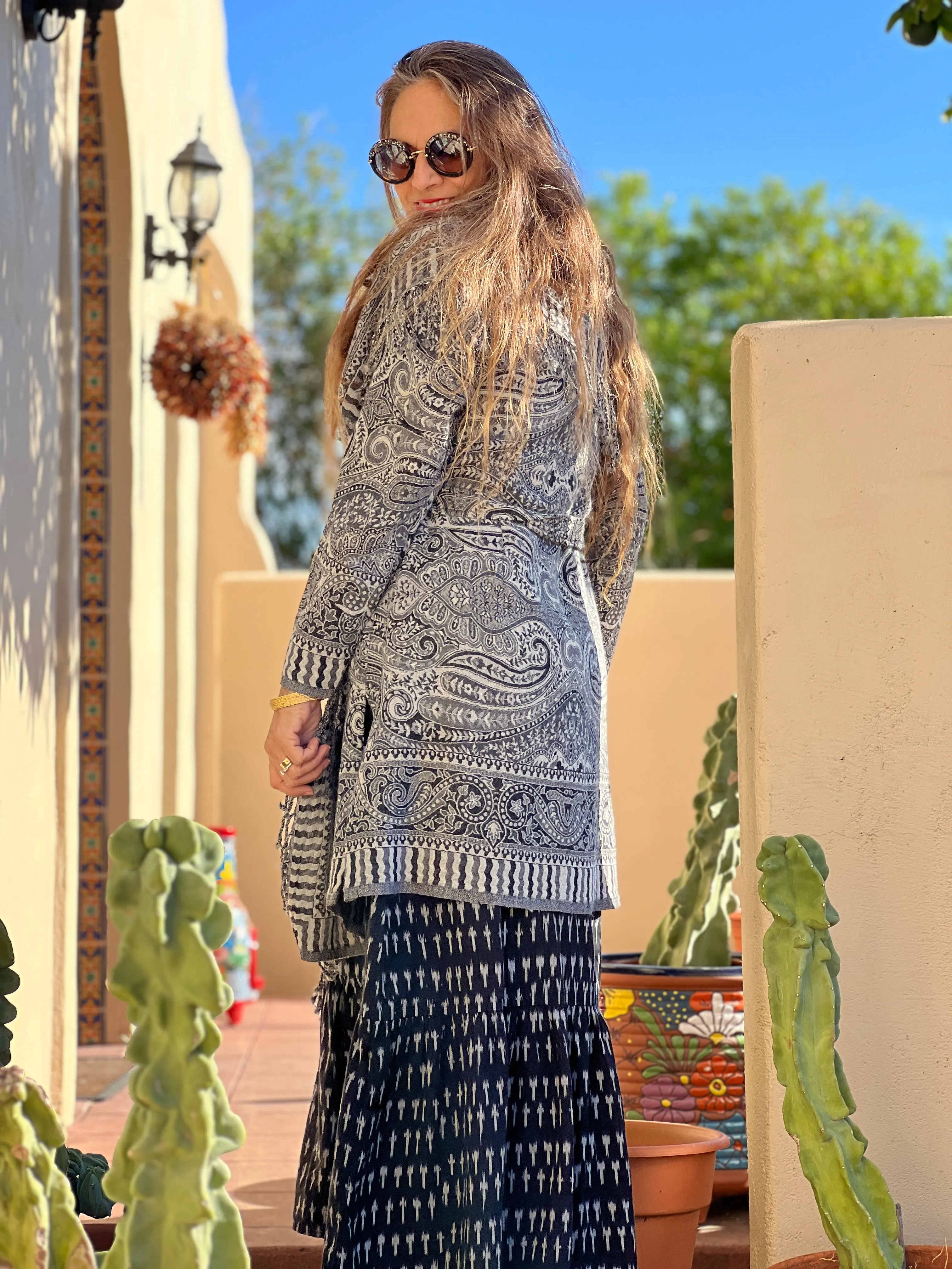 Piccadilly Paisley Boiled Wool Belted Coat