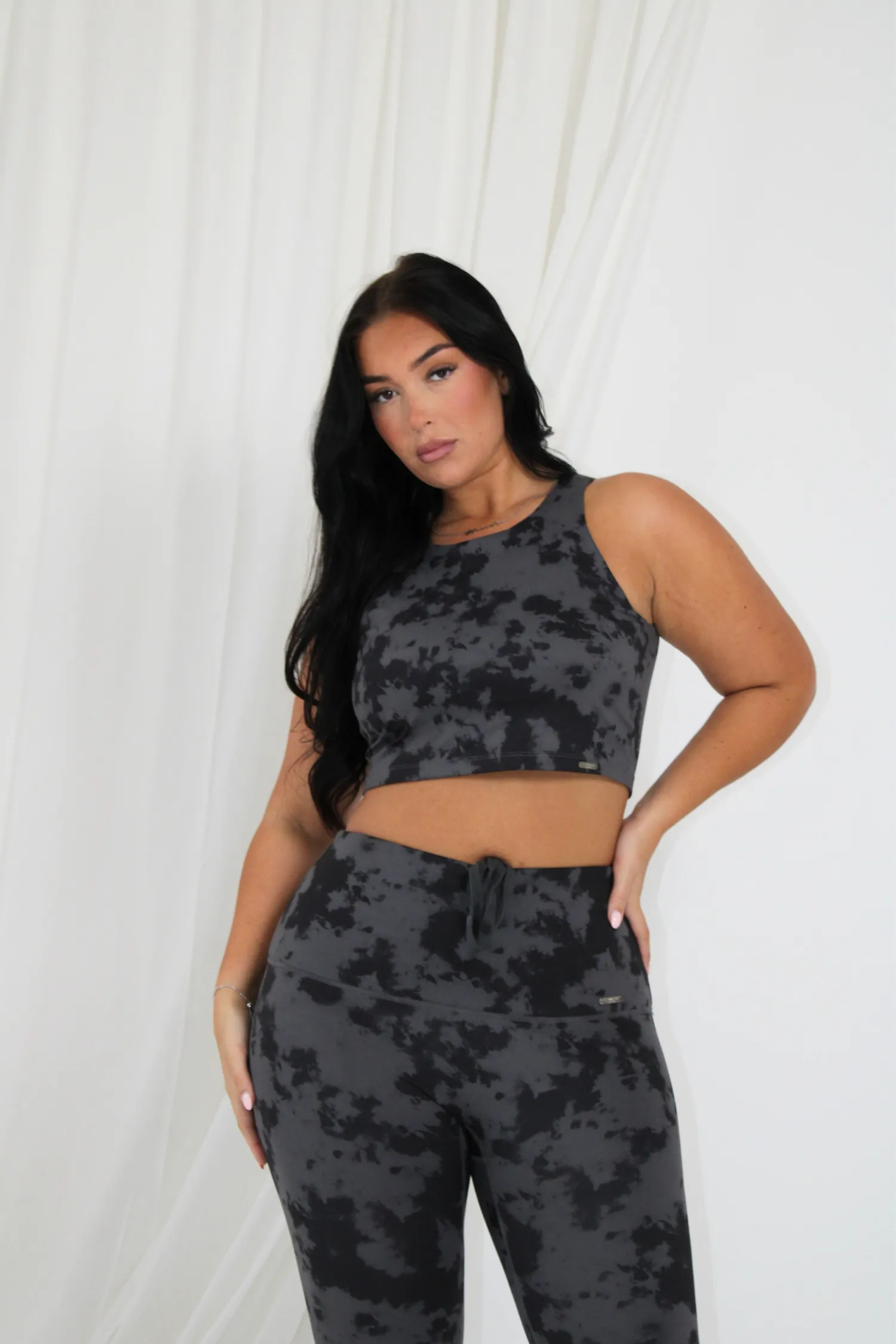 Racer Crop Built In Bra Top Mist