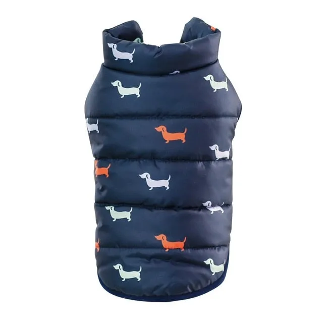 Sausage Dog Print Winter Vest (Size chart avaiable)