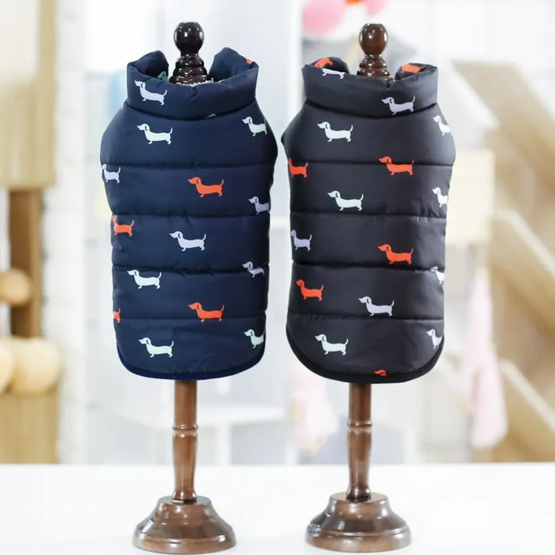 Sausage Dog Print Winter Vest (Size chart avaiable)