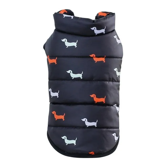 Sausage Dog Print Winter Vest (Size chart avaiable)