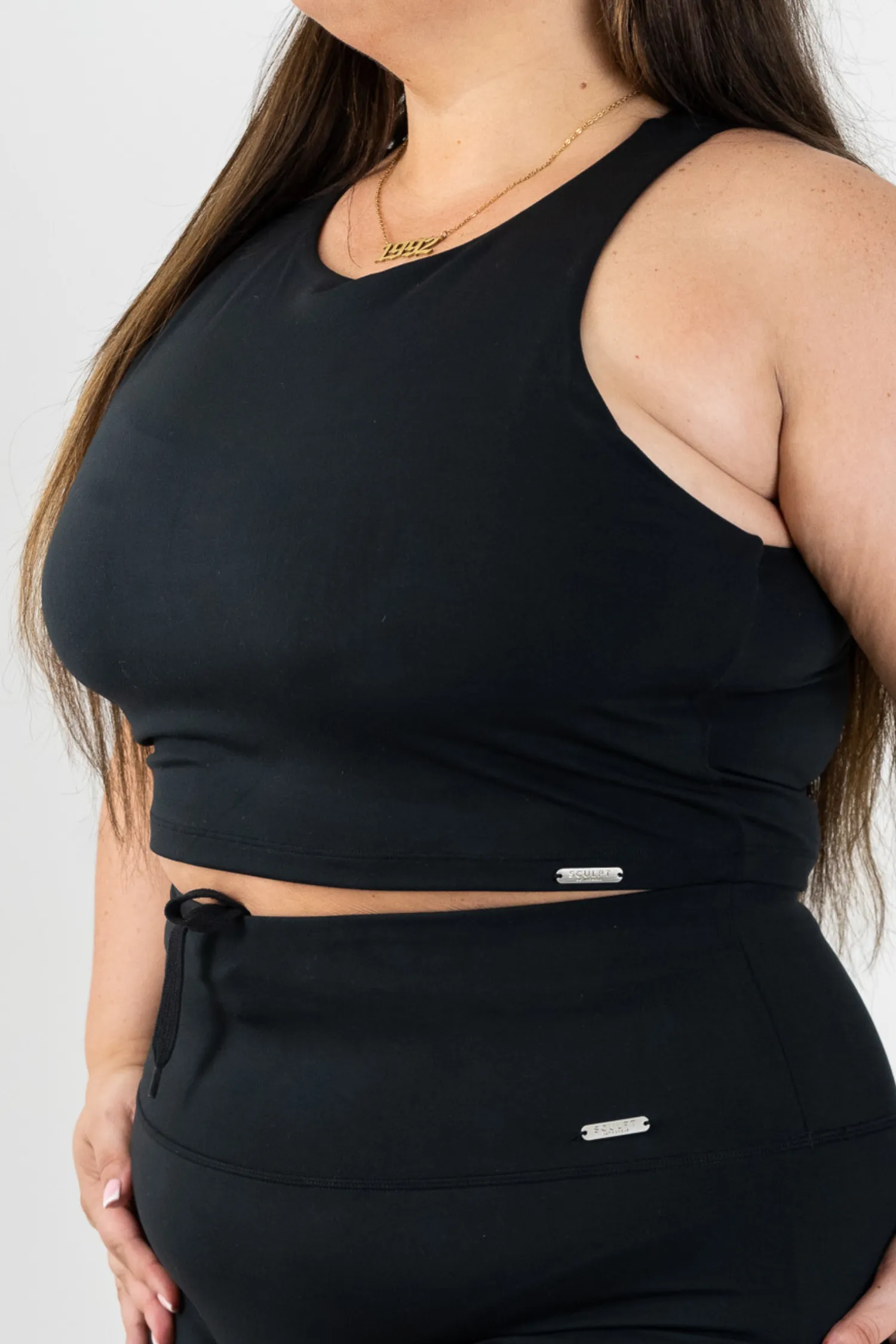 Signature Racer Crop Built In Bra Top Black