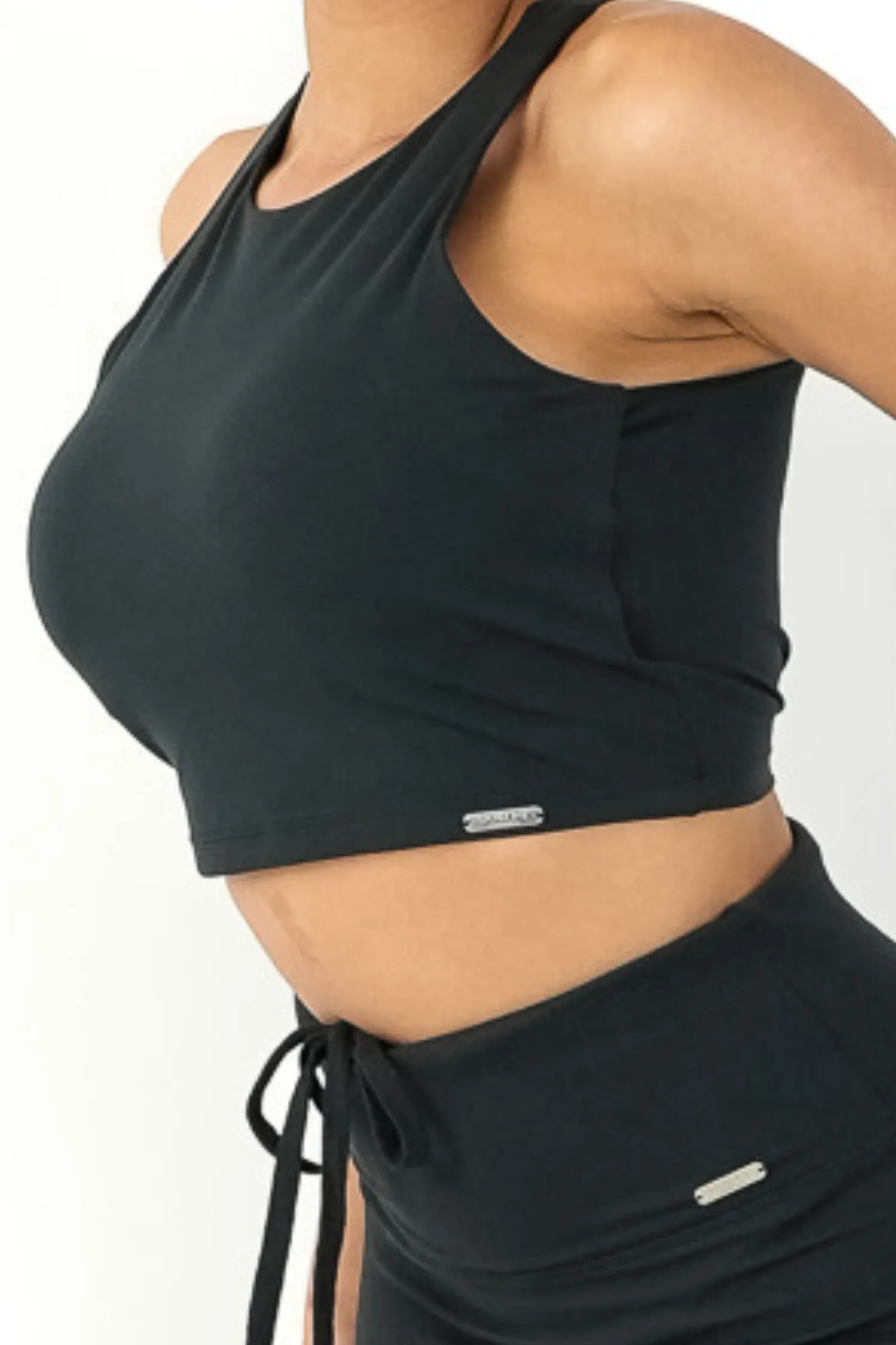 Signature Racer Crop Built In Bra Top Black