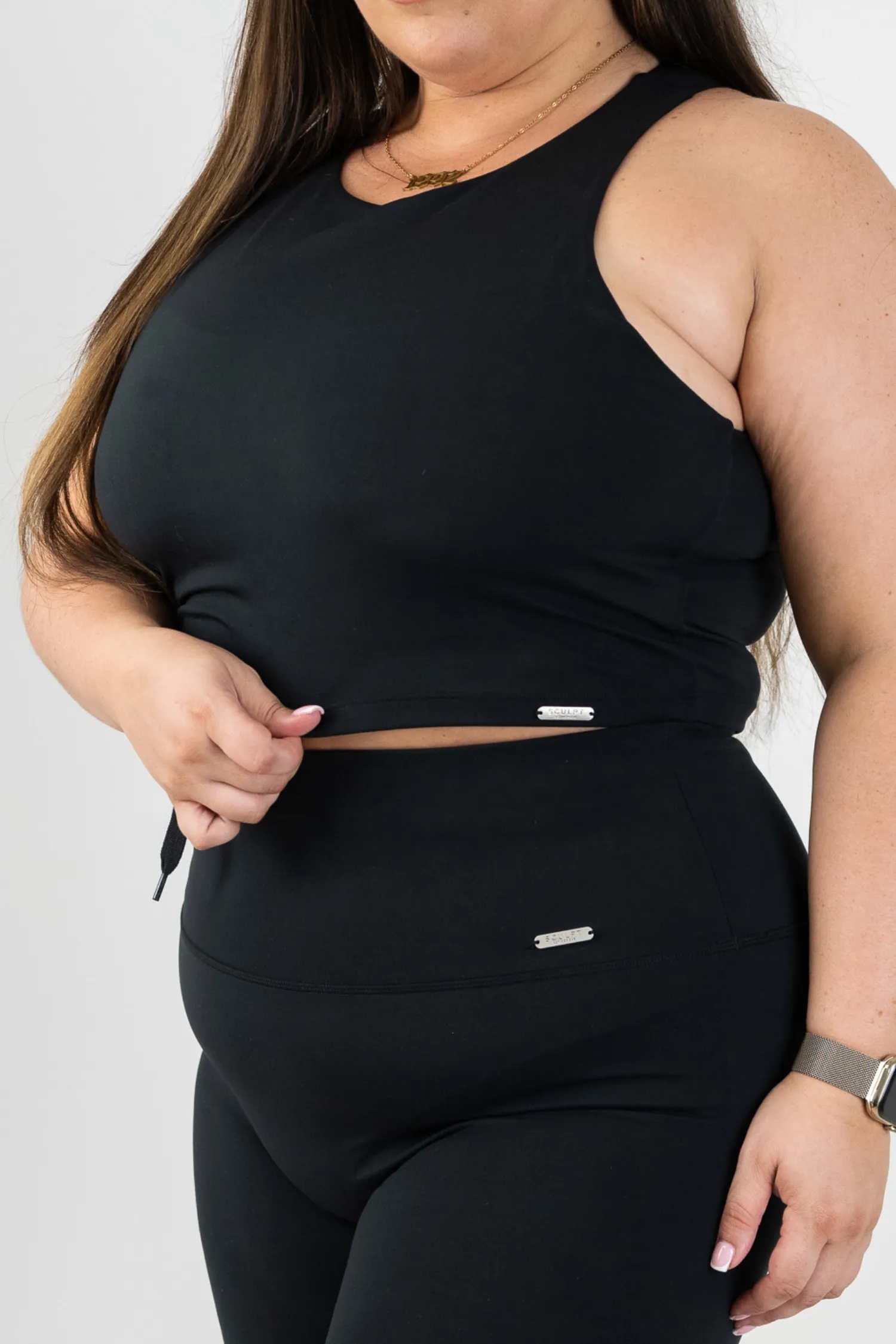 Signature Racer Crop Built In Bra Top Black