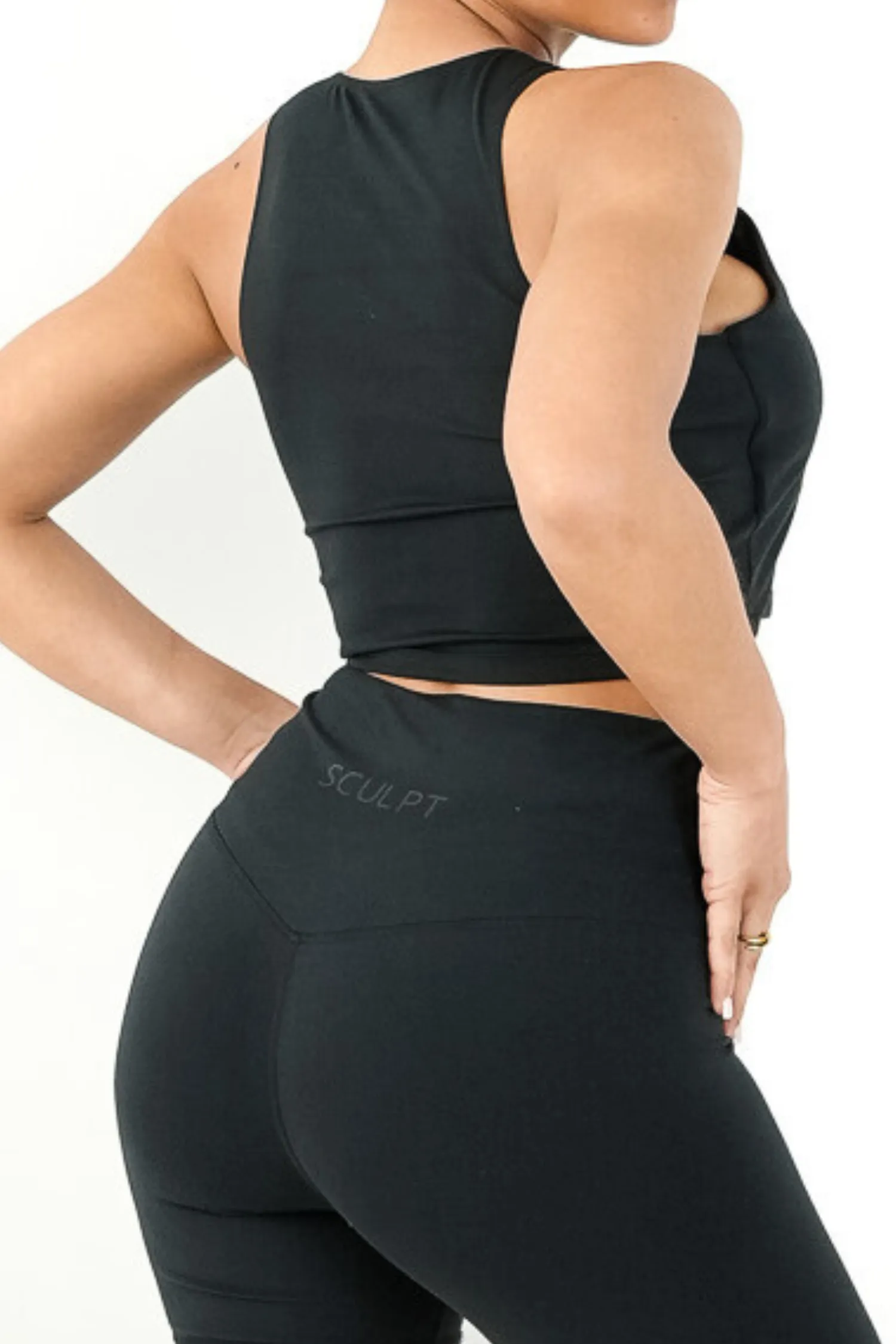 Signature Racer Crop Built In Bra Top Black