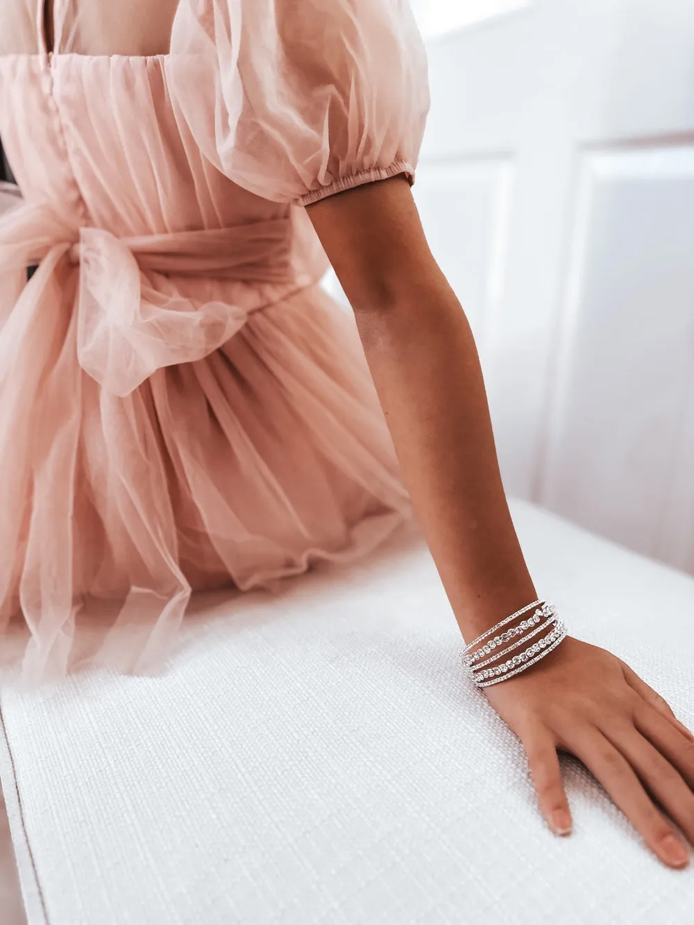 Silver Diamante Multi Strand Bangle