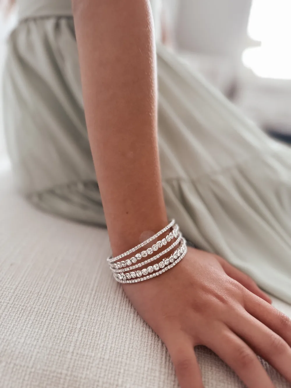 Silver Diamante Multi Strand Bangle
