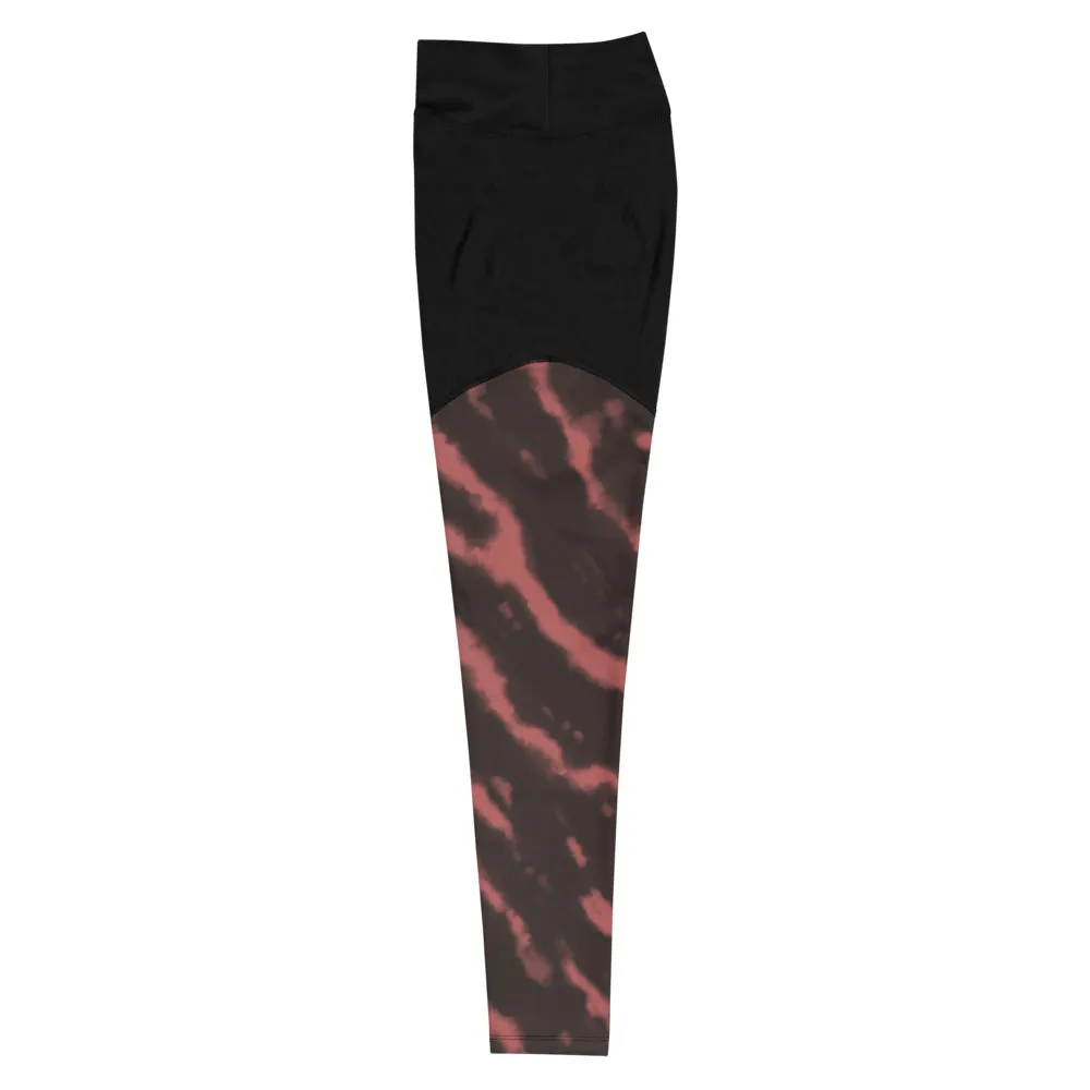 Tie Dye Compression Leggings- Red