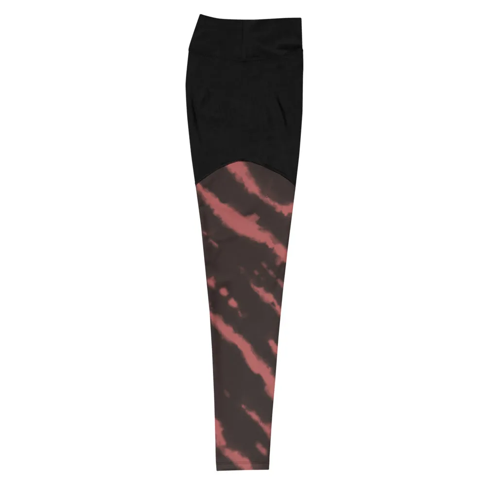 Tie Dye Compression Leggings- Red