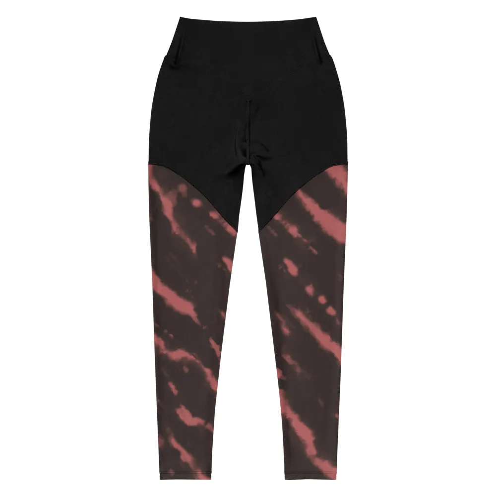 Tie Dye Compression Leggings- Red