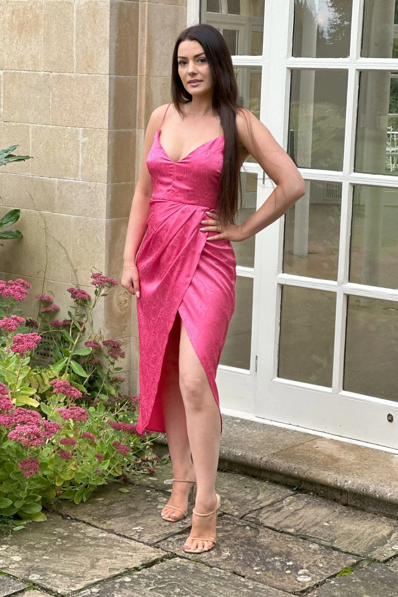 Vesper 247 Margiela Pink Jacquard Midaxi Dress