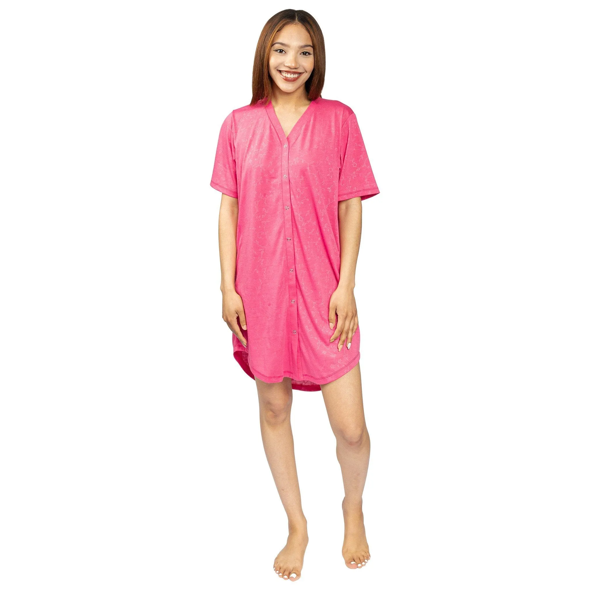 Women's Moisture Wicking Snap Front Nightshirt