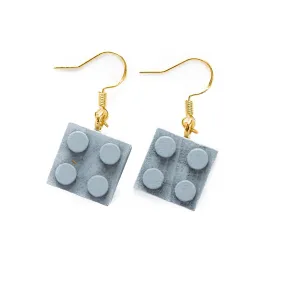 Wooden Brick 2x2  Earrings GRAY