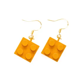 Wooden Brick 2x2  Earrings LIGHT ORANGE
