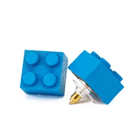 Wooden Brick 2x2 Stud Earrings BLUE