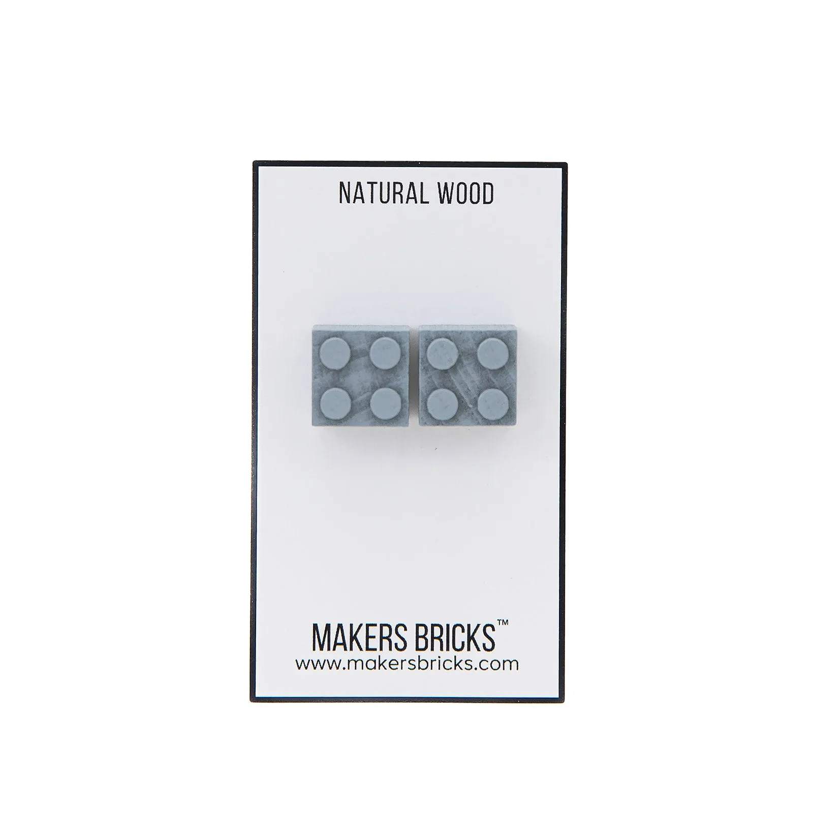Wooden Brick 2x2 Stud Earrings GRAY