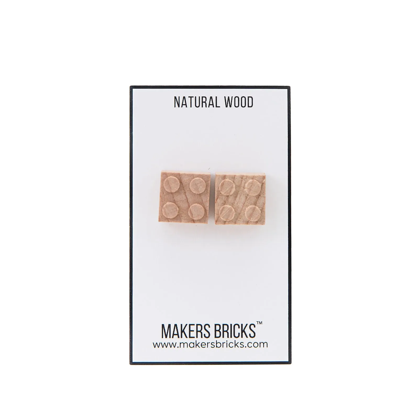 Wooden Brick 2x2 Stud Earrings Natural- Customize