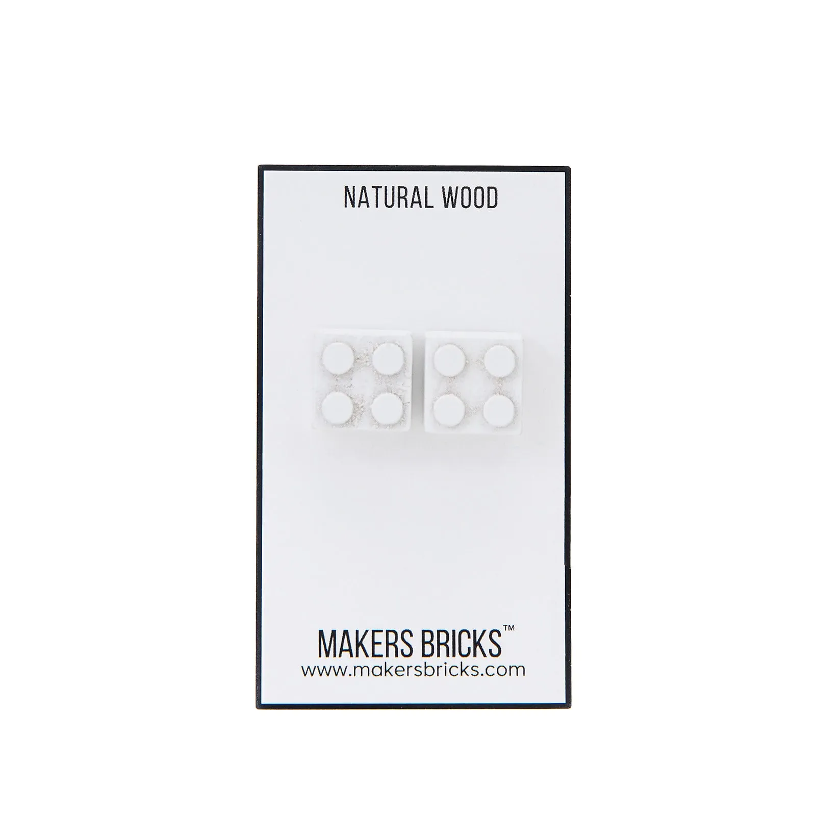 Wooden Brick 2x2 Stud Earrings WHITE