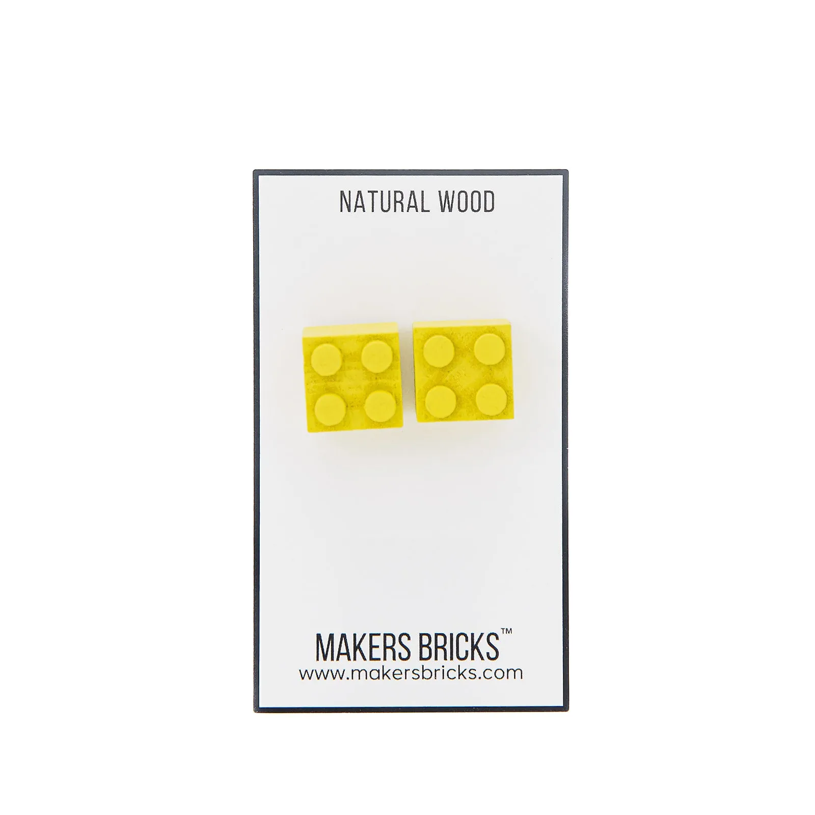 Wooden Brick 2x2 Stud Earrings YELLOW