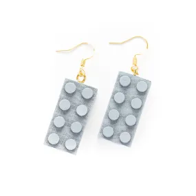 Wooden Brick 2x4 Earrings GRAY