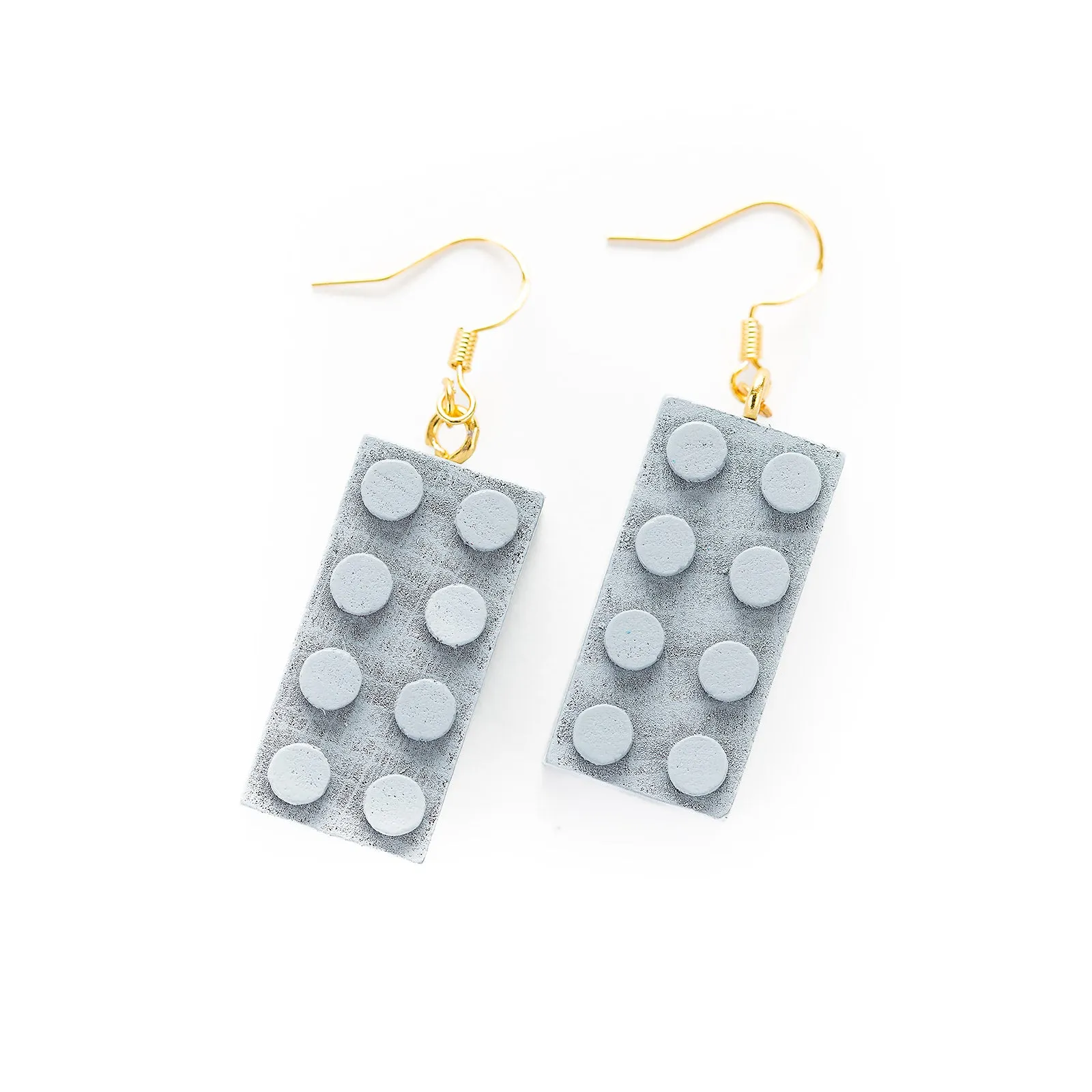 Wooden Brick 2x4 Earrings GRAY