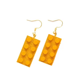 Wooden Brick 2x4 Earrings LIGHT ORANGE