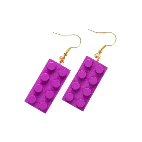 Wooden Brick 2x4 Earrings PURPLE