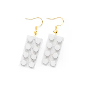 Wooden Brick 2x4 Earrings WHITE