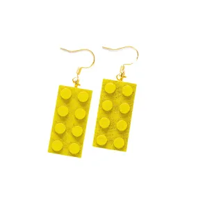 Wooden Brick 2x4 Earrings YELLOW